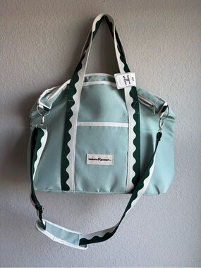 Business & Pleasure Co. Mint Green Weekender Duffel Bag Scalloped Travel Tote